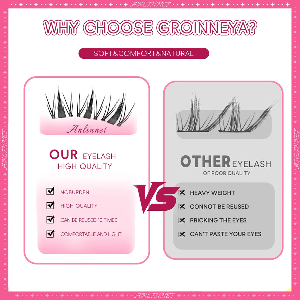 DIY Clusters Lash 10-18Mm(Mix) Fluffy Lash Clusters for Self Application Makeup Individual Eyelash Extensions Natural Look