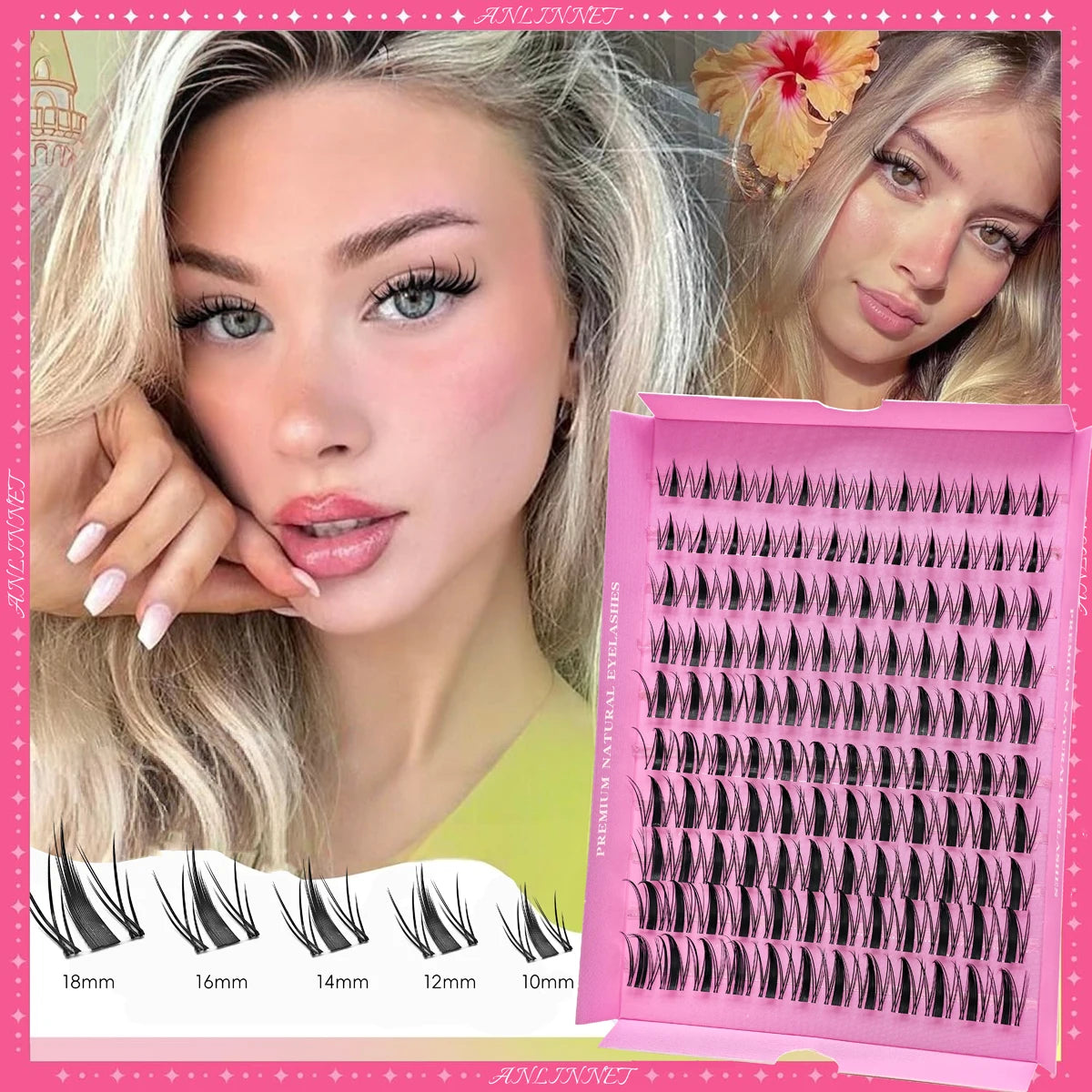 DIY Clusters Lash 10-18Mm(Mix) Fluffy Lash Clusters for Self Application Makeup Individual Eyelash Extensions Natural Look