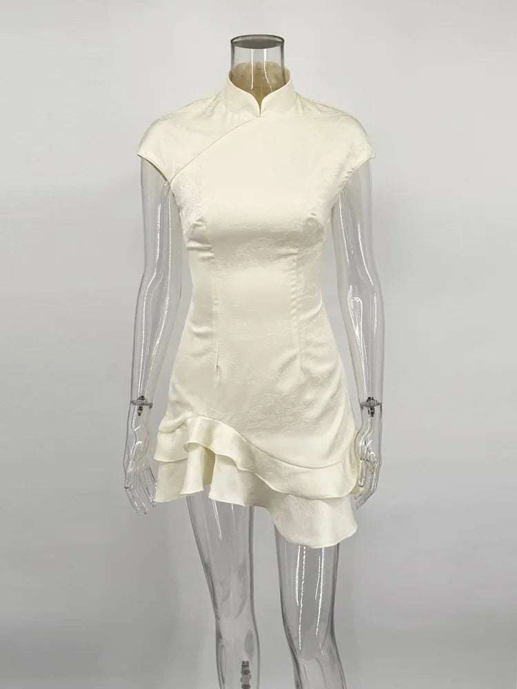 Women's Ruffled High-Waist Mini Dress