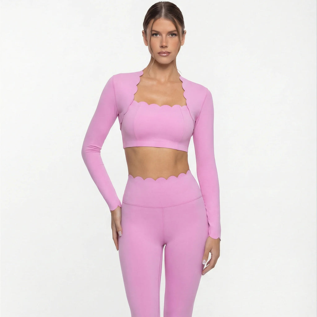 Women's Square Neck Long Sleeve Activewear Set