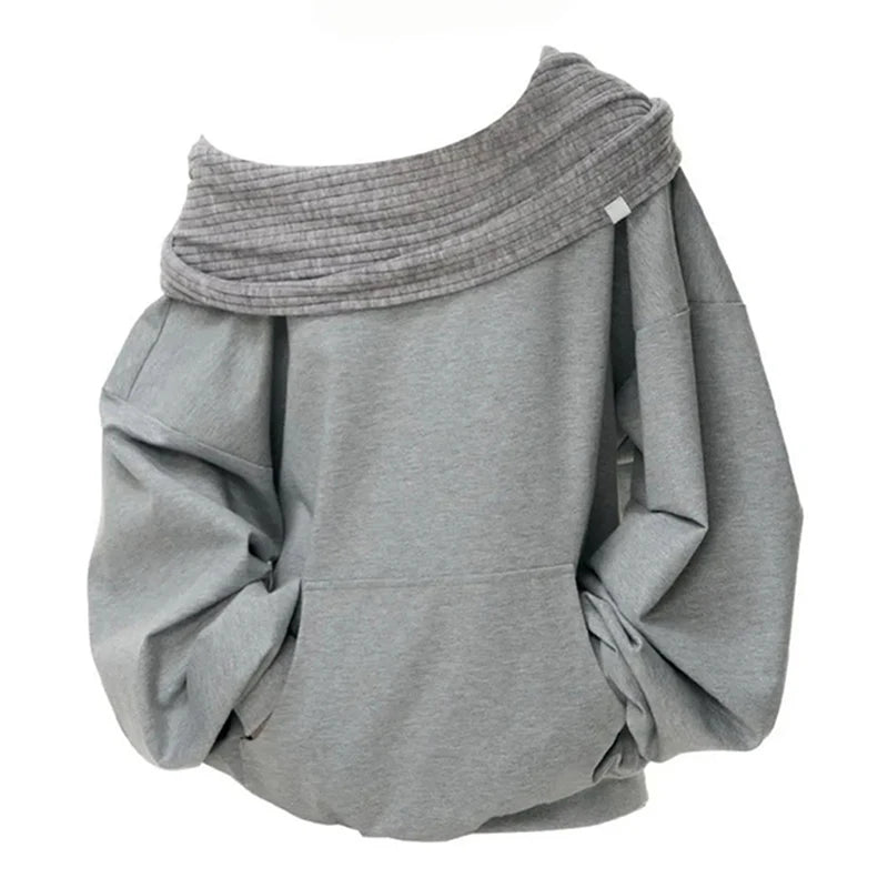 Women's Oversized Knit Patchwork Sweatshirt