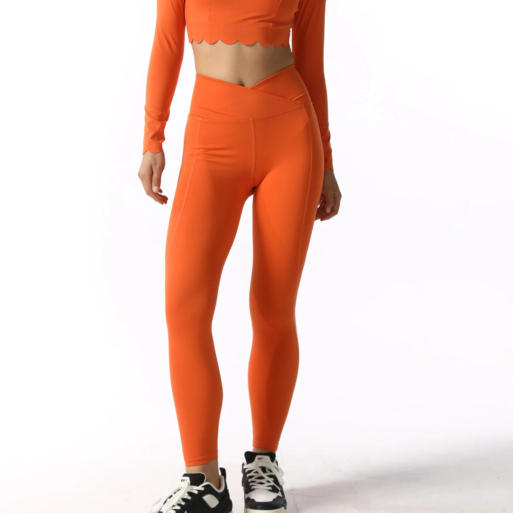 Women's Square Neck Long Sleeve Activewear Set