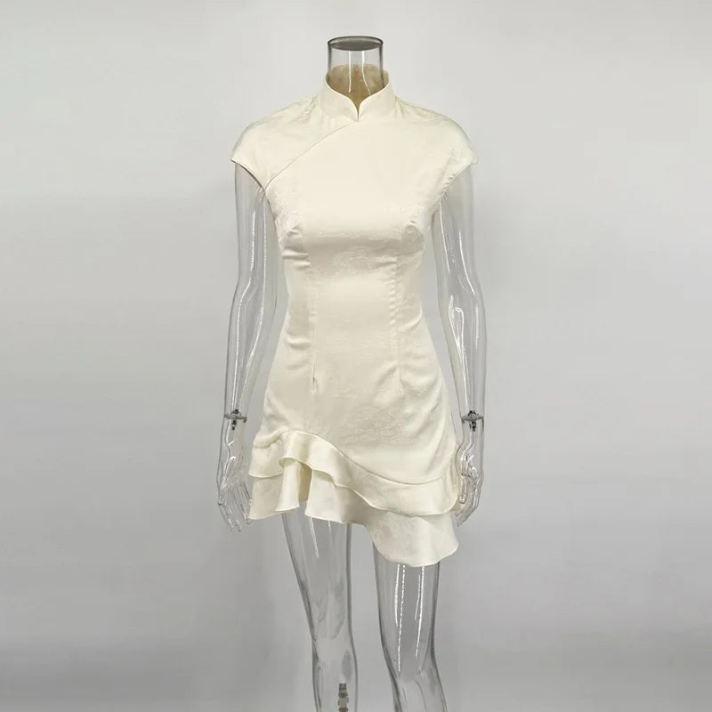 Women's Ruffled High-Waist Mini Dress
