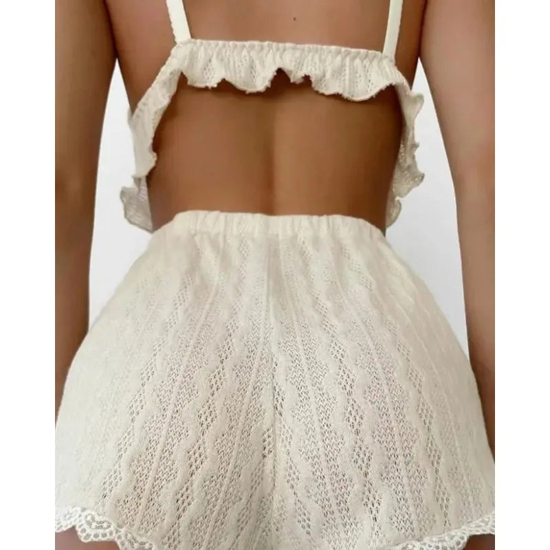 Women's Lace Trim Cami & Shorts Pajama Set