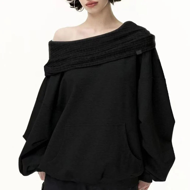 Women's Oversized Knit Patchwork Sweatshirt