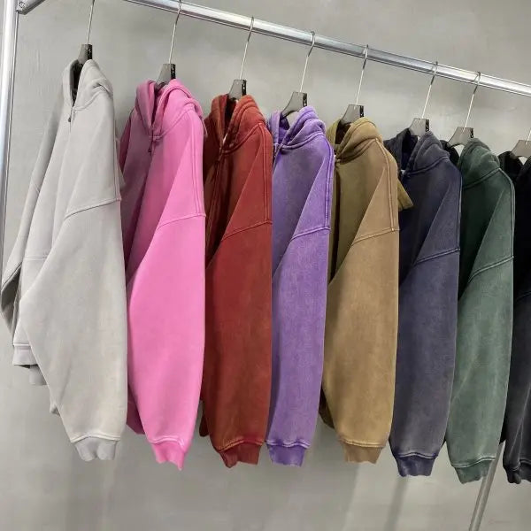 Men's Vintage Washed Zip-Up Hooded Hoodie