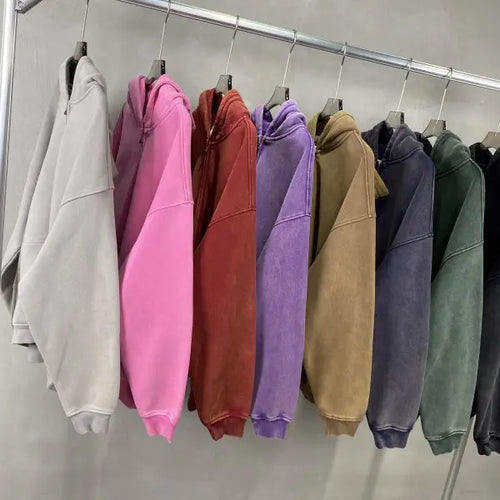 Men's Vintage Washed Zip-Up Hooded Hoodie