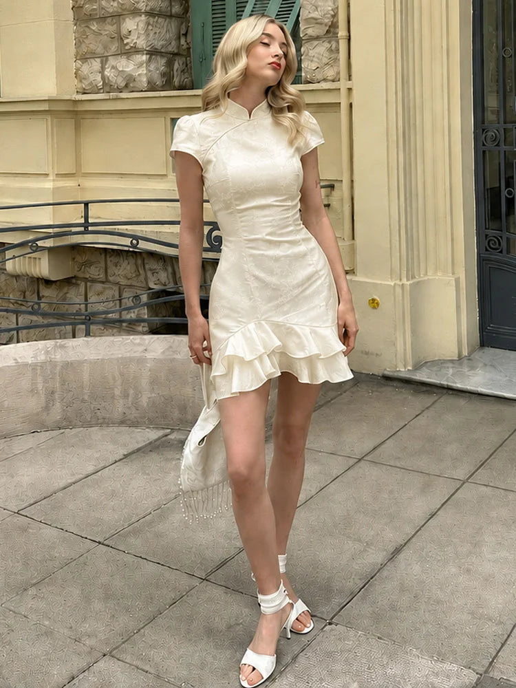 Women's Ruffled High-Waist Mini Dress
