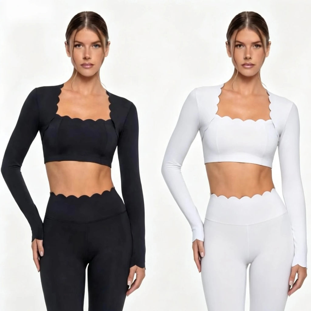 Women's Square Neck Long Sleeve Activewear Set