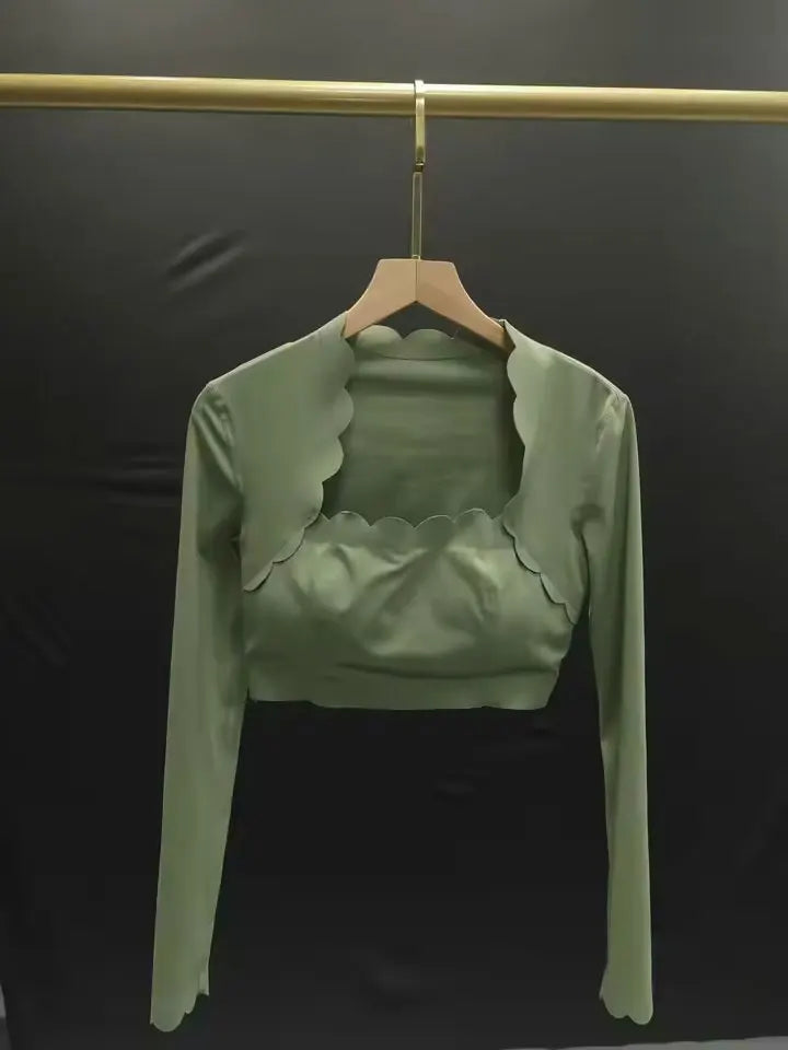 Women's Square Neck Long Sleeve Activewear Set