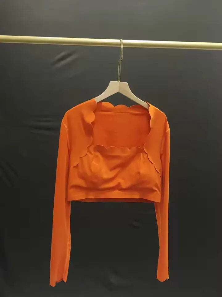 Women's Square Neck Long Sleeve Activewear Set