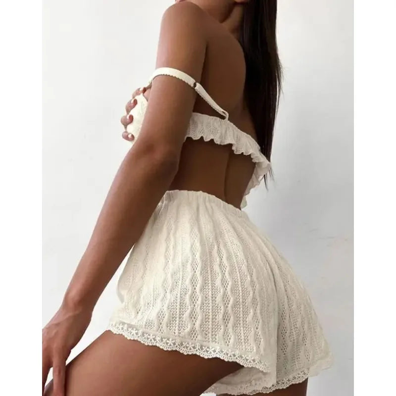 Women's Lace Trim Cami & Shorts Pajama Set
