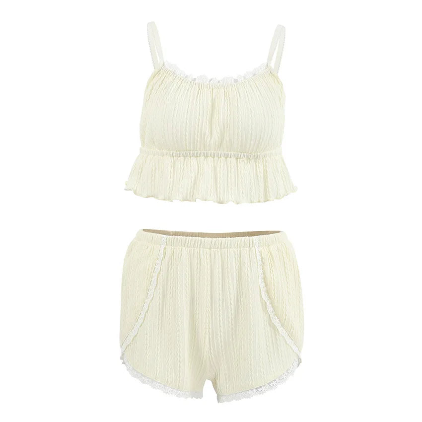 Women's Lace Trim Cami & Shorts Pajama Set
