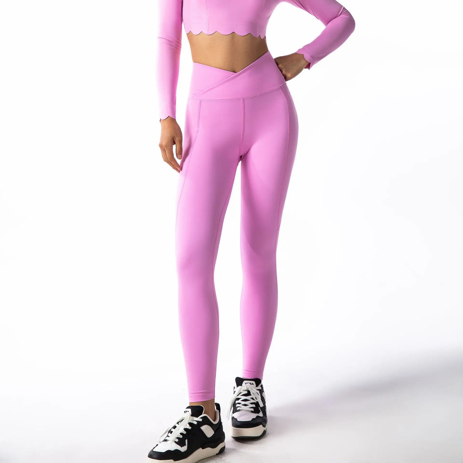 Women's Square Neck Long Sleeve Activewear Set