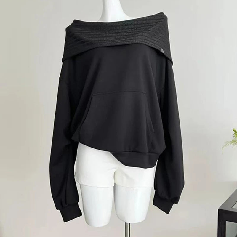 Women's Oversized Knit Patchwork Sweatshirt