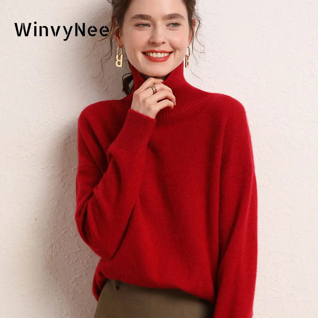 Women's Oversized Turtleneck Knit Sweater