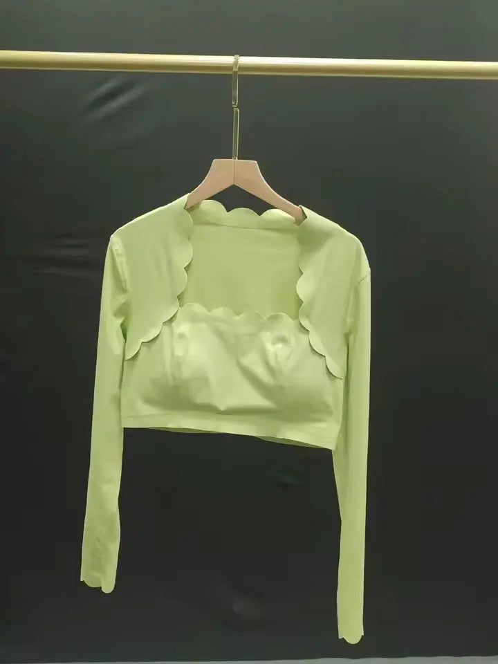 Women's Square Neck Long Sleeve Activewear Set