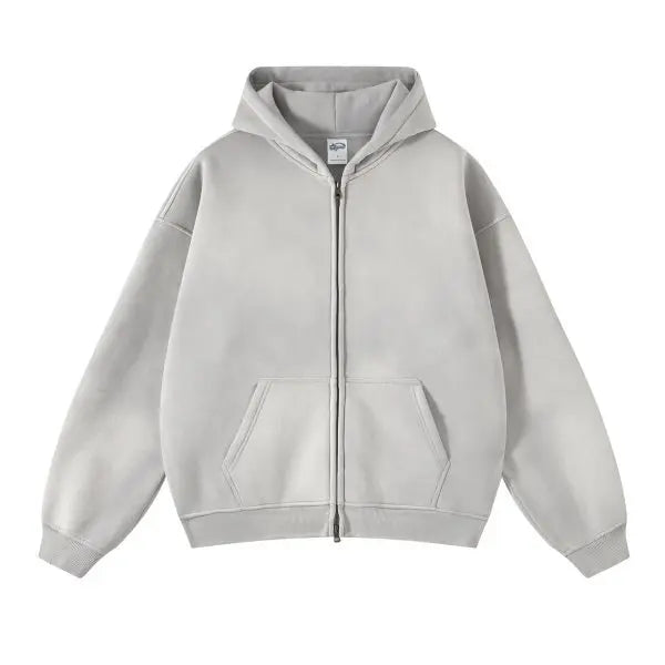 Men's Vintage Washed Zip-Up Hooded Hoodie