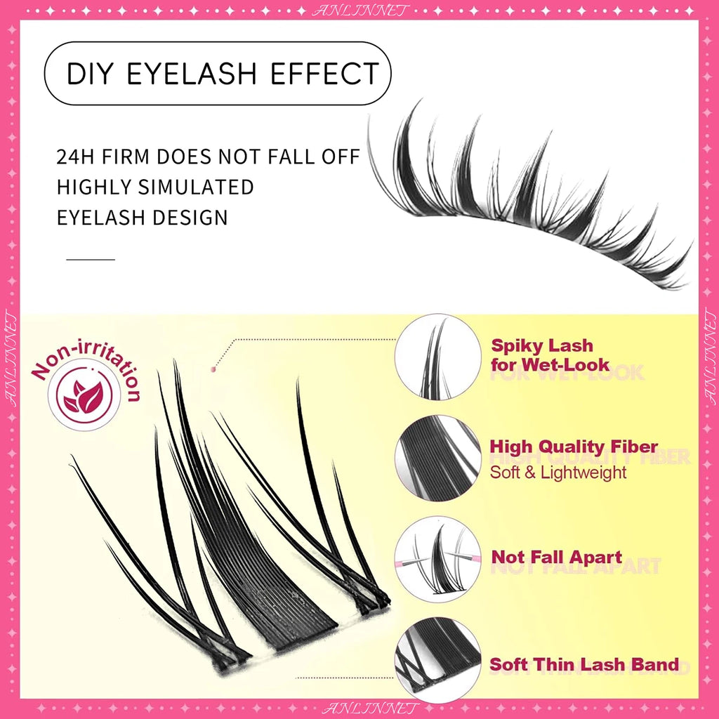 DIY Clusters Lash 10-18Mm(Mix) Fluffy Lash Clusters for Self Application Makeup Individual Eyelash Extensions Natural Look
