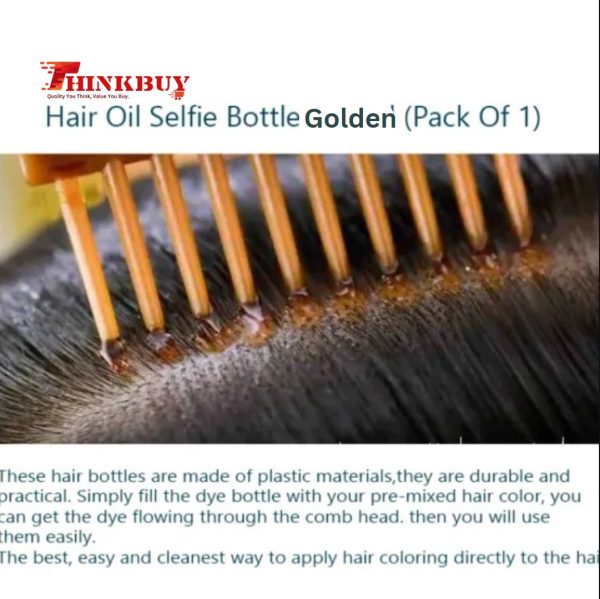 Root Comb Applicator Bottle Hair Dye & Oil Applicator Brush Precise Root Oiling & Scalp Treatment Bottle ThinkBuy Golden